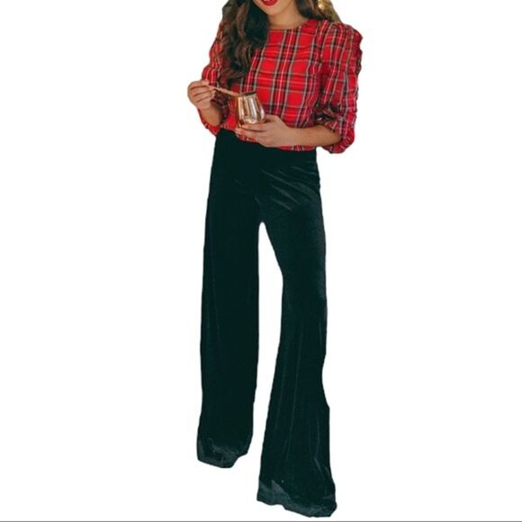 Misa Los Angeles Aliya Velvet Pant Wide Leg High Rise Vacation Holiday Date XS - Picture 3 of 13